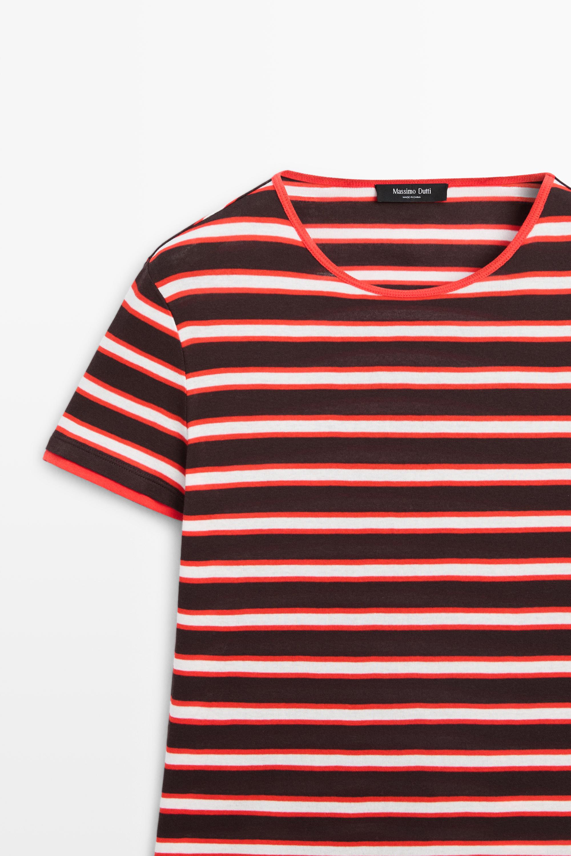 100% cotton short sleeve striped T-shirt